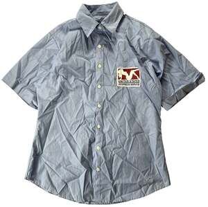 Leg Avenue Shirt Mens M/L Blue Striped Short Sleeve Button-Up Pin-Up Novelty